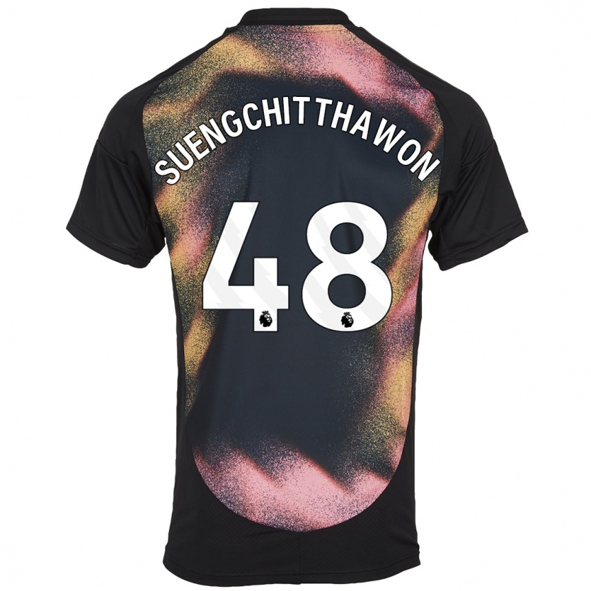 Niño Fútbol Camiseta Thanawat Suengchitthawon #48 Negro Blanco 2ª Equipación 2024/25 Perú