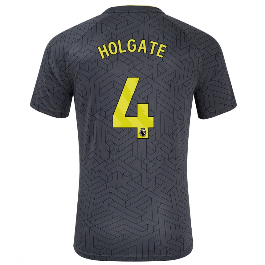 Niño Fútbol Camiseta Mason Holgate #4 Negro Amarillo 2ª Equipación 2024/25 Perú