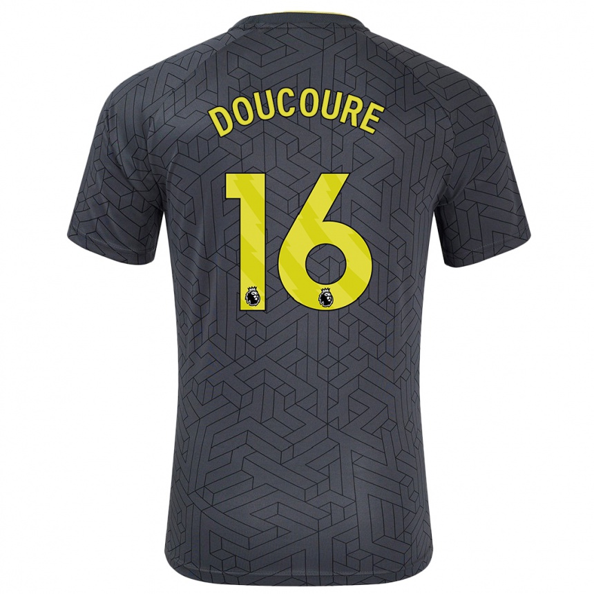 Niño Fútbol Camiseta Abdoulaye Doucouré #16 Negro Amarillo 2ª Equipación 2024/25 Perú