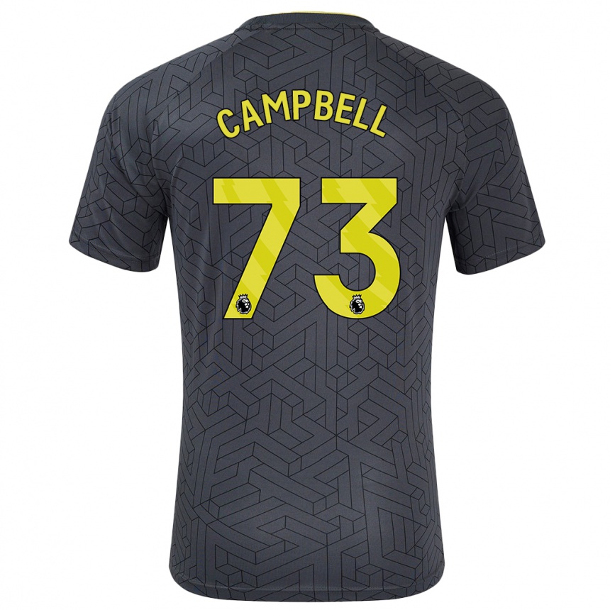 Niño Fútbol Camiseta Elijah Campbell #73 Negro Amarillo 2ª Equipación 2024/25 Perú