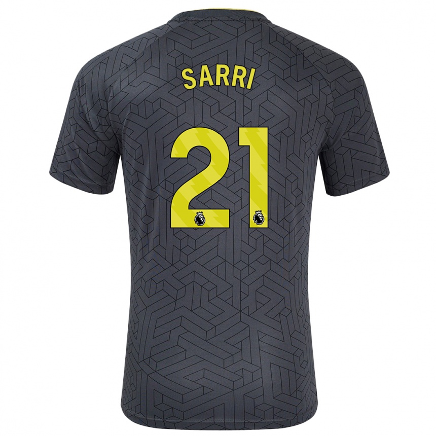 Niño Fútbol Camiseta Veatriki Sarri #21 Negro Amarillo 2ª Equipación 2024/25 Perú