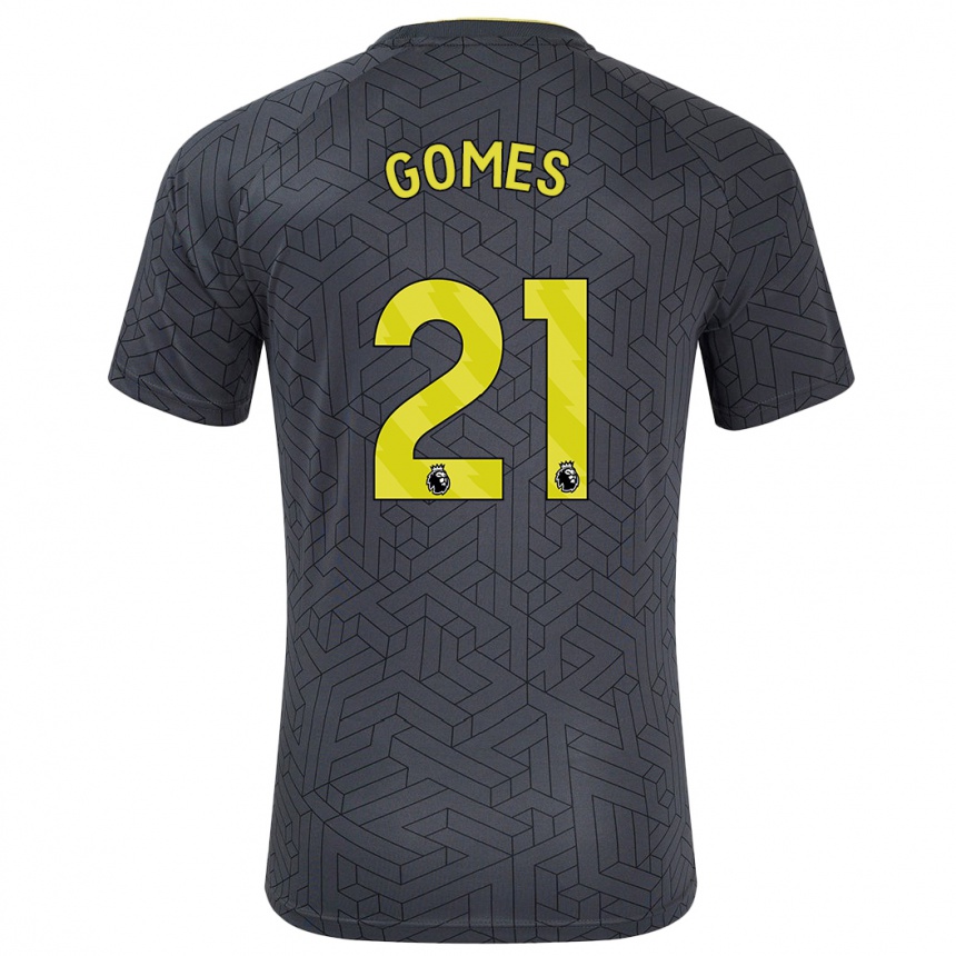 Niño Fútbol Camiseta André Gomes #21 Negro Amarillo 2ª Equipación 2024/25 Perú