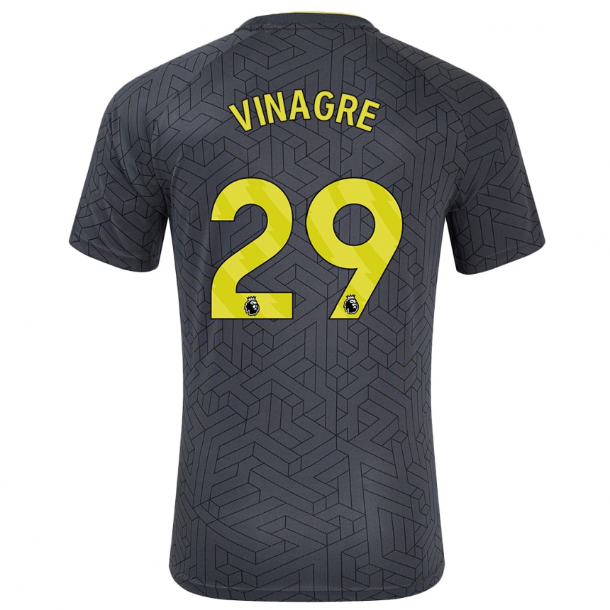 Niño Fútbol Camiseta Ruben Vinagre #29 Negro Amarillo 2ª Equipación 2024/25 Perú