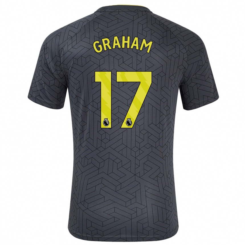 Niño Fútbol Camiseta Lucy Graham #17 Negro Amarillo 2ª Equipación 2024/25 Perú