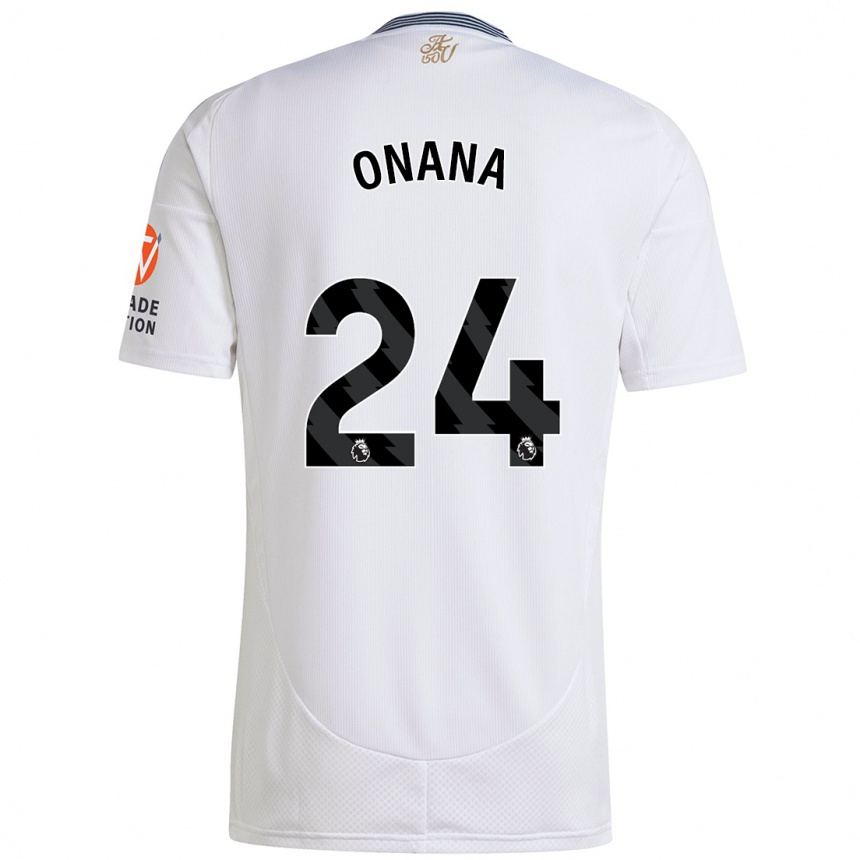 Niño Fútbol Camiseta Amadou Onana #24 Blanco 2ª Equipación 2024/25 Perú