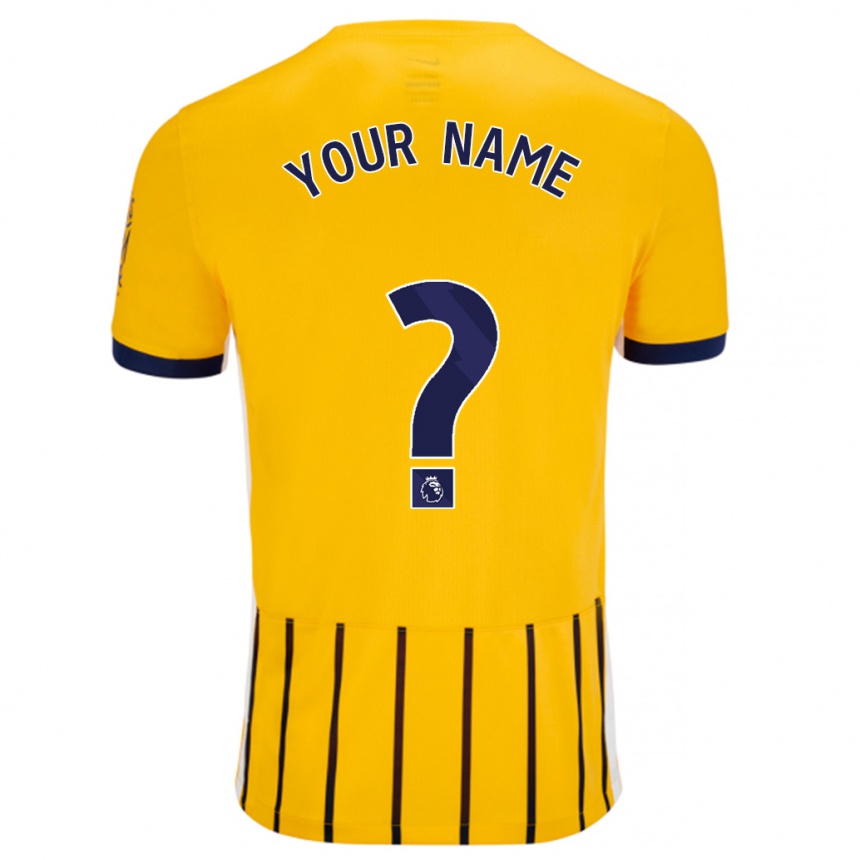 Niño Fútbol Camiseta Su Nombre #0 Dorado Azul Rayas 2ª Equipación 2024/25 Perú