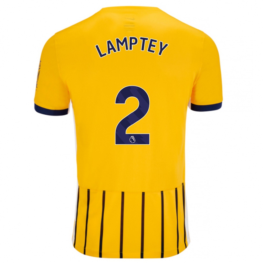 Niño Fútbol Camiseta Tariq Lamptey #2 Dorado Azul Rayas 2ª Equipación 2024/25 Perú