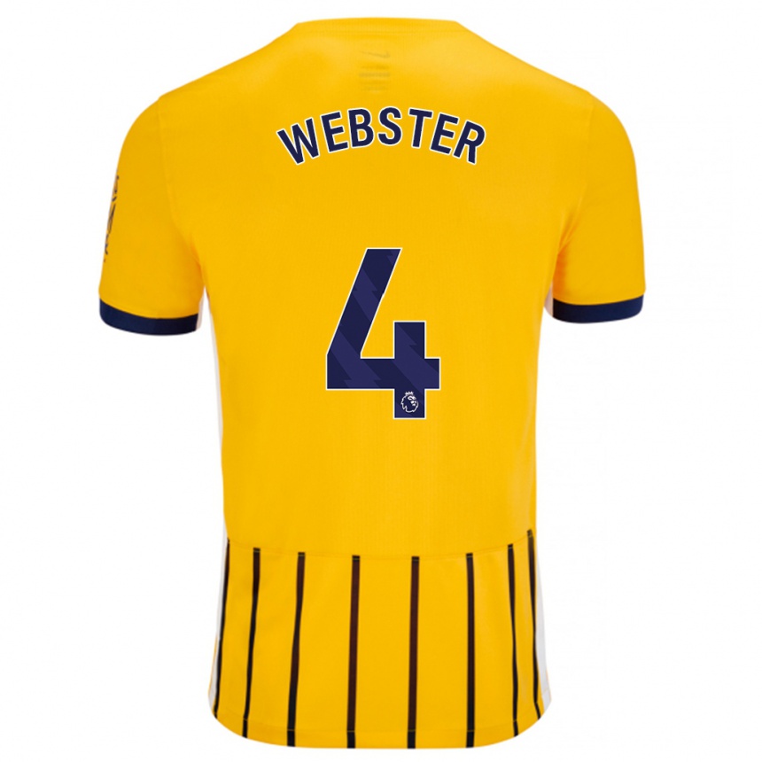 Niño Fútbol Camiseta Adam Webster #4 Dorado Azul Rayas 2ª Equipación 2024/25 Perú