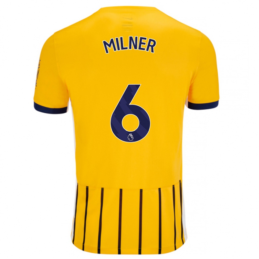 Niño Fútbol Camiseta James Milner #6 Dorado Azul Rayas 2ª Equipación 2024/25 Perú