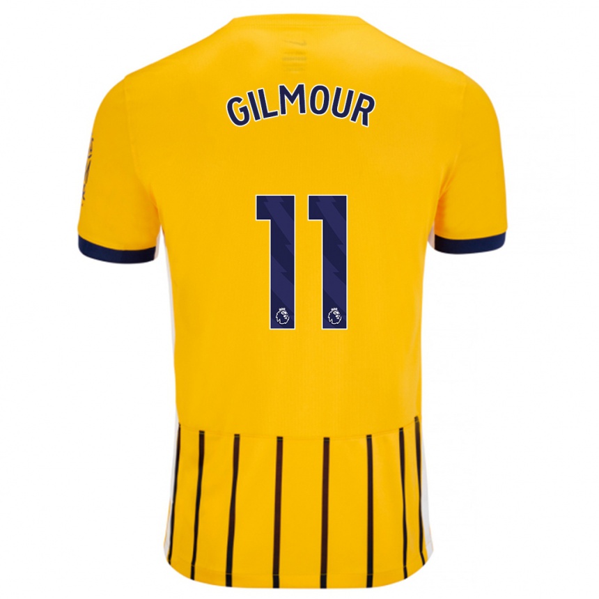 Niño Fútbol Camiseta Billy Gilmour #11 Dorado Azul Rayas 2ª Equipación 2024/25 Perú