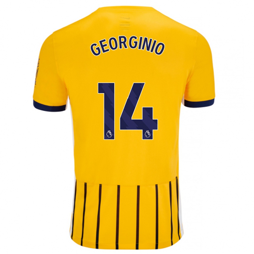 Niño Fútbol Camiseta Georginio Rutter #14 Dorado Azul Rayas 2ª Equipación 2024/25 Perú