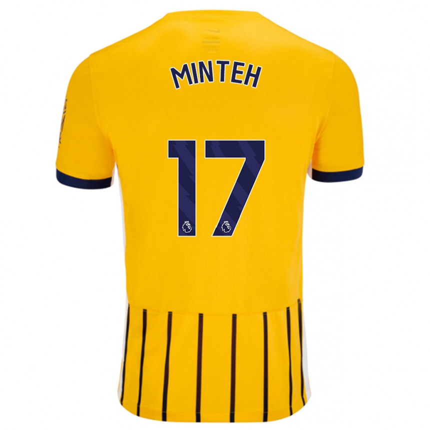 Niño Fútbol Camiseta Yankuba Minteh #17 Dorado Azul Rayas 2ª Equipación 2024/25 Perú