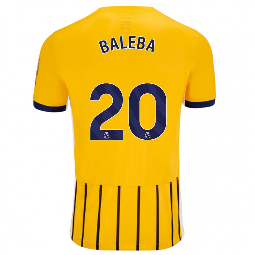 Niño Fútbol Camiseta Carlos Baleba #20 Dorado Azul Rayas 2ª Equipación 2024/25 Perú