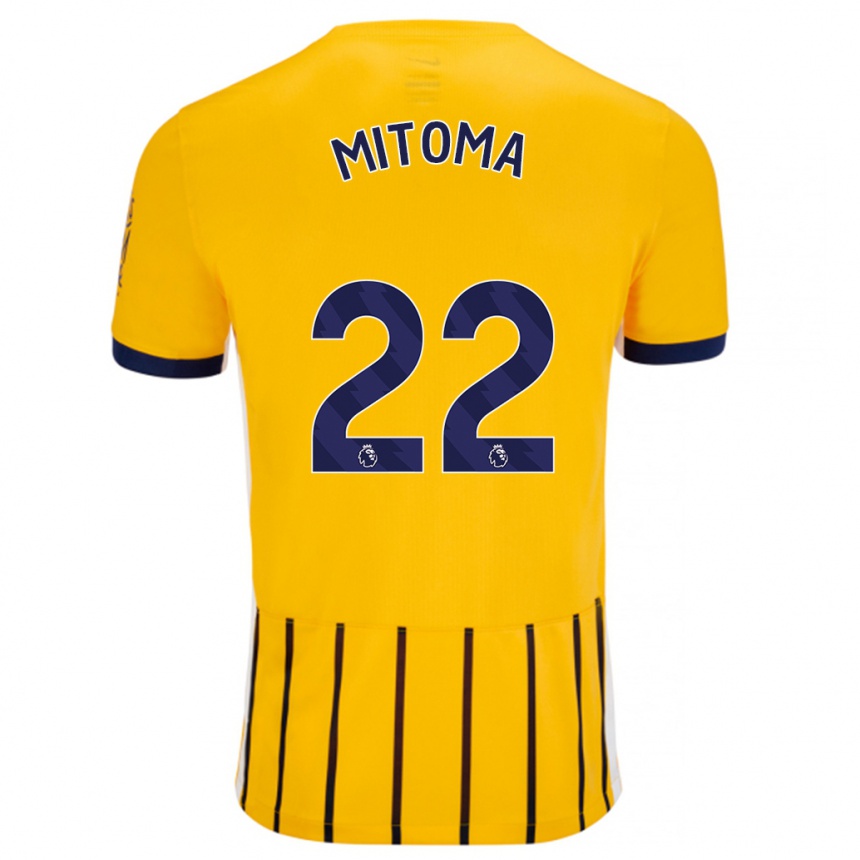 Niño Fútbol Camiseta Kaoru Mitoma #22 Dorado Azul Rayas 2ª Equipación 2024/25 Perú