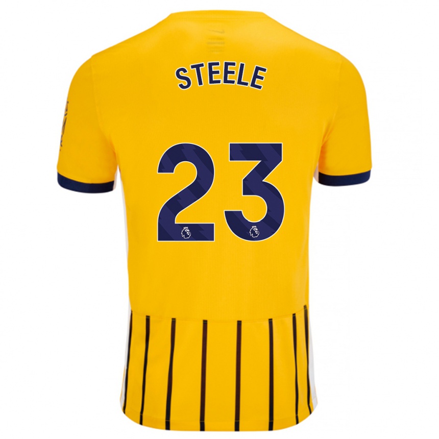 Niño Fútbol Camiseta Jason Steele #23 Dorado Azul Rayas 2ª Equipación 2024/25 Perú