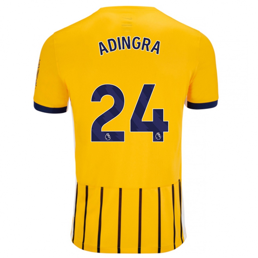 Niño Fútbol Camiseta Simon Adingra #24 Dorado Azul Rayas 2ª Equipación 2024/25 Perú