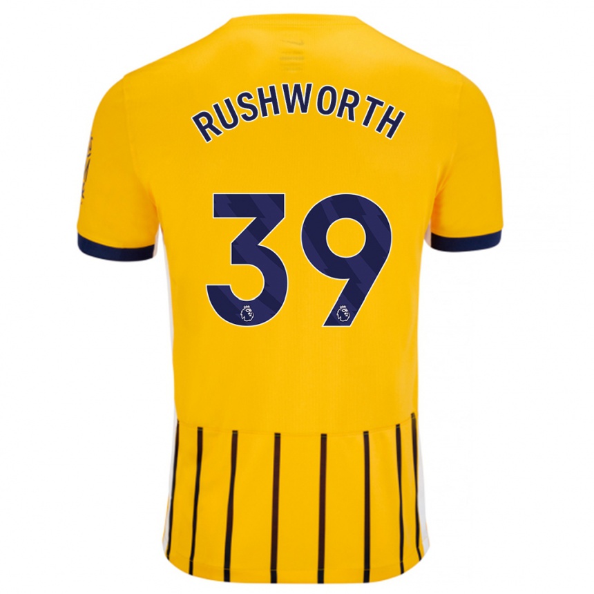 Niño Fútbol Camiseta Carl Rushworth #39 Dorado Azul Rayas 2ª Equipación 2024/25 Perú