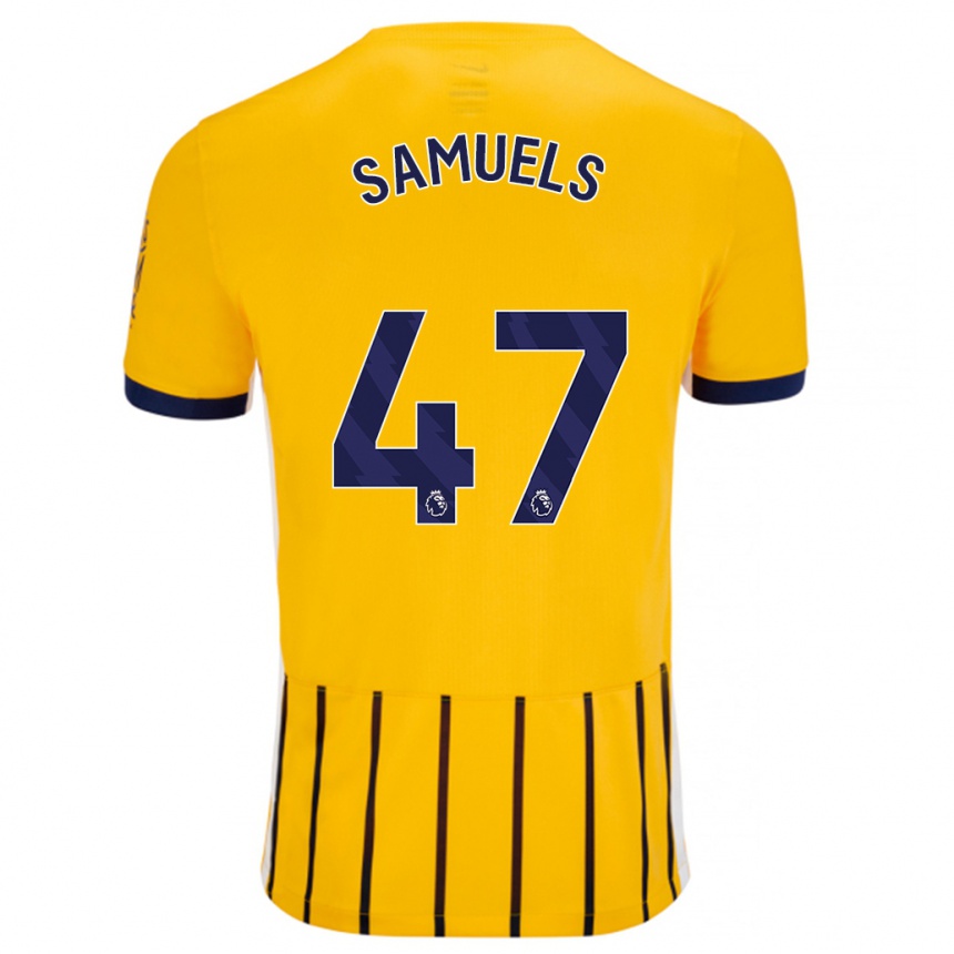 Niño Fútbol Camiseta Imari Samuels #47 Dorado Azul Rayas 2ª Equipación 2024/25 Perú