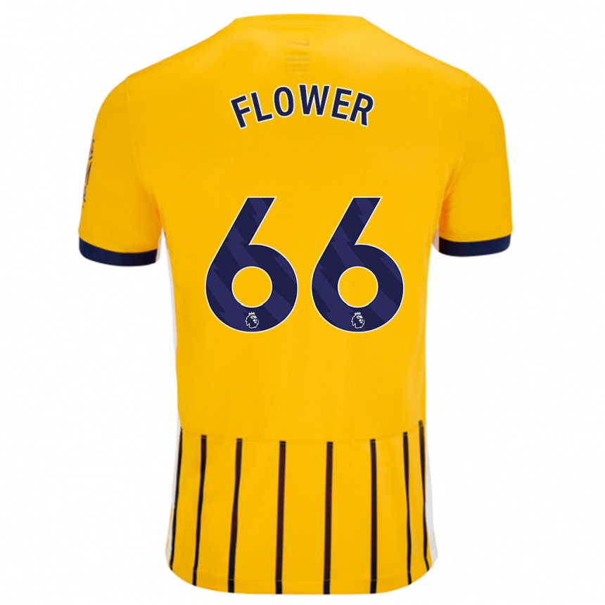 Niño Fútbol Camiseta Louis Flower #66 Dorado Azul Rayas 2ª Equipación 2024/25 Perú