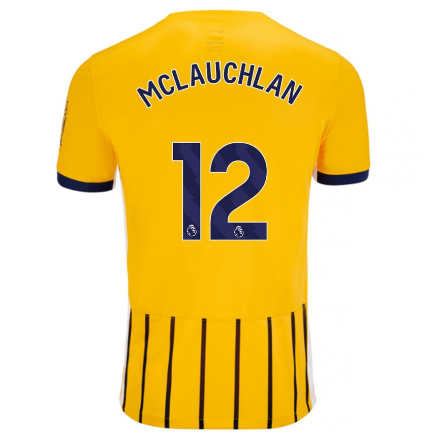 Niño Fútbol Camiseta Rachel Mclauchlan #12 Dorado Azul Rayas 2ª Equipación 2024/25 Perú