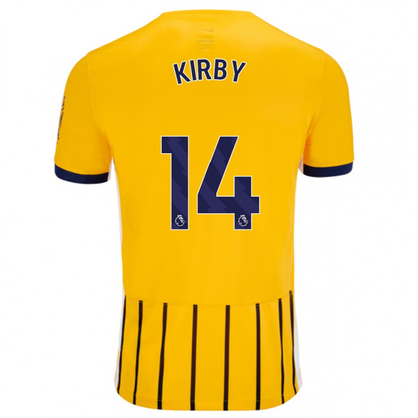 Niño Fútbol Camiseta Fran Kirby #14 Dorado Azul Rayas 2ª Equipación 2024/25 Perú