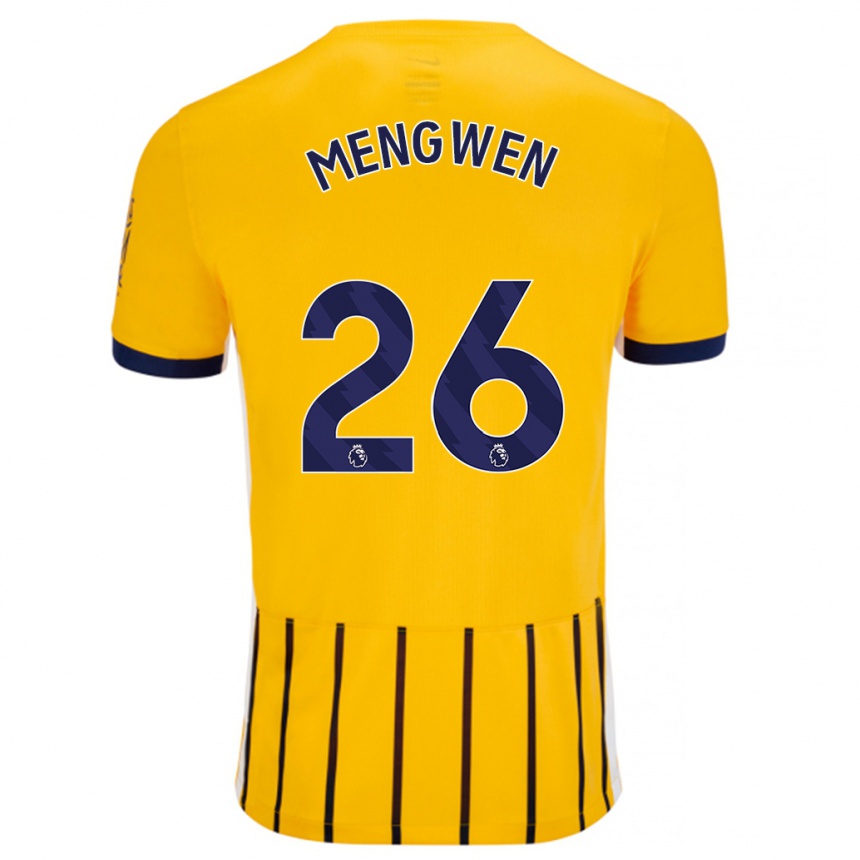 Niño Fútbol Camiseta Li Mengwen #26 Dorado Azul Rayas 2ª Equipación 2024/25 Perú