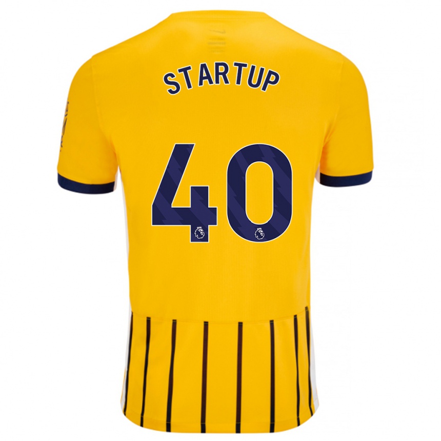 Niño Fútbol Camiseta Katie Startup #40 Dorado Azul Rayas 2ª Equipación 2024/25 Perú