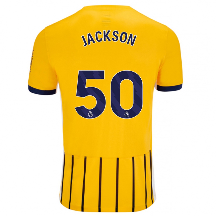 Niño Fútbol Camiseta Ben Jackson #50 Dorado Azul Rayas 2ª Equipación 2024/25 Perú