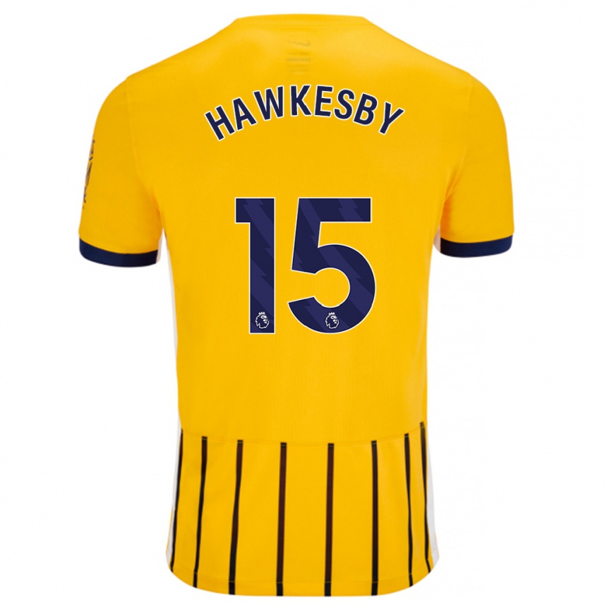 Niño Fútbol Camiseta Mackenzie Hawkesby #15 Dorado Azul Rayas 2ª Equipación 2024/25 Perú