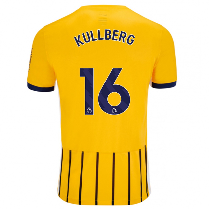 Niño Fútbol Camiseta Emma Nanny Charlotte Kullberg #16 Dorado Azul Rayas 2ª Equipación 2024/25 Perú