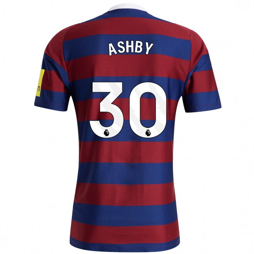 Niño Fútbol Camiseta Harrison Ashby #30 Burdeos Azul Marino 2ª Equipación 2024/25 Perú