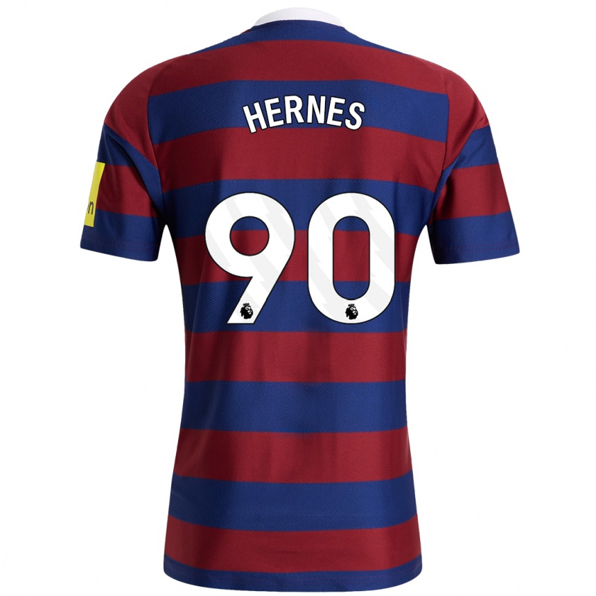 Niño Fútbol Camiseta Travis Hernes #90 Burdeos Azul Marino 2ª Equipación 2024/25 Perú