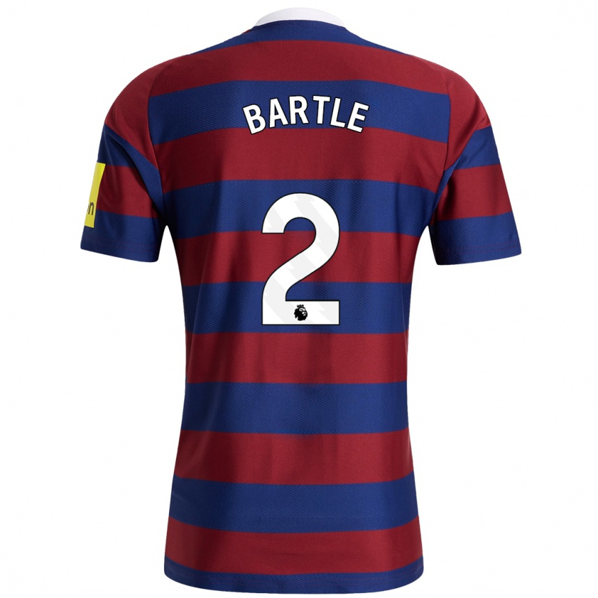 Niño Fútbol Camiseta Jodie Bartle #2 Burdeos Azul Marino 2ª Equipación 2024/25 Perú