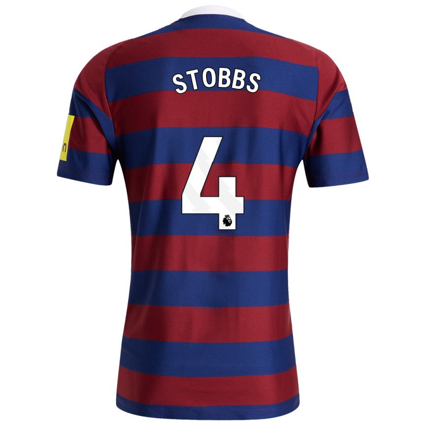 Niño Fútbol Camiseta Amber-Keegan Stobbs #4 Burdeos Azul Marino 2ª Equipación 2024/25 Perú