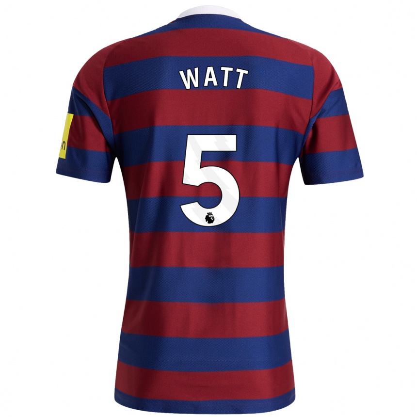 Niño Fútbol Camiseta Olivia Watt #5 Burdeos Azul Marino 2ª Equipación 2024/25 Perú