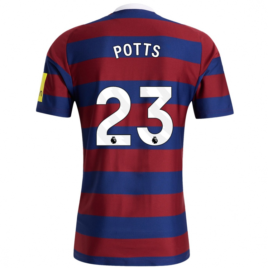 Niño Fútbol Camiseta Charlotte Potts #23 Burdeos Azul Marino 2ª Equipación 2024/25 Perú