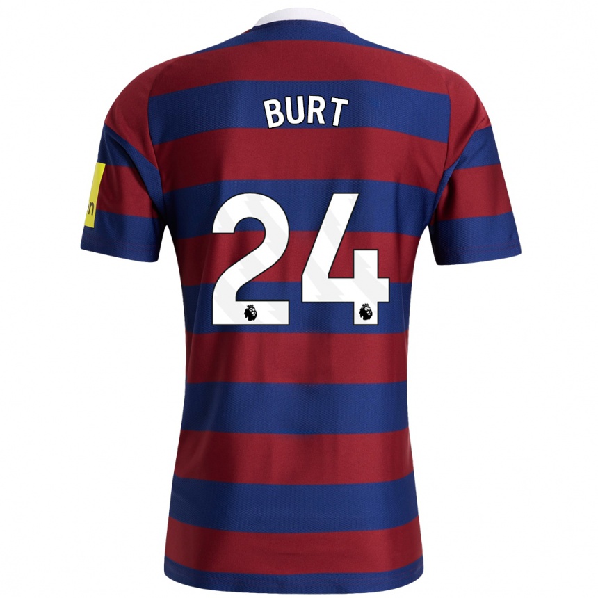 Niño Fútbol Camiseta Daisy Burt #24 Burdeos Azul Marino 2ª Equipación 2024/25 Perú