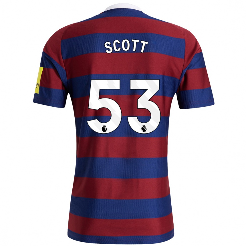 Niño Fútbol Camiseta Joshua Scott #53 Burdeos Azul Marino 2ª Equipación 2024/25 Perú