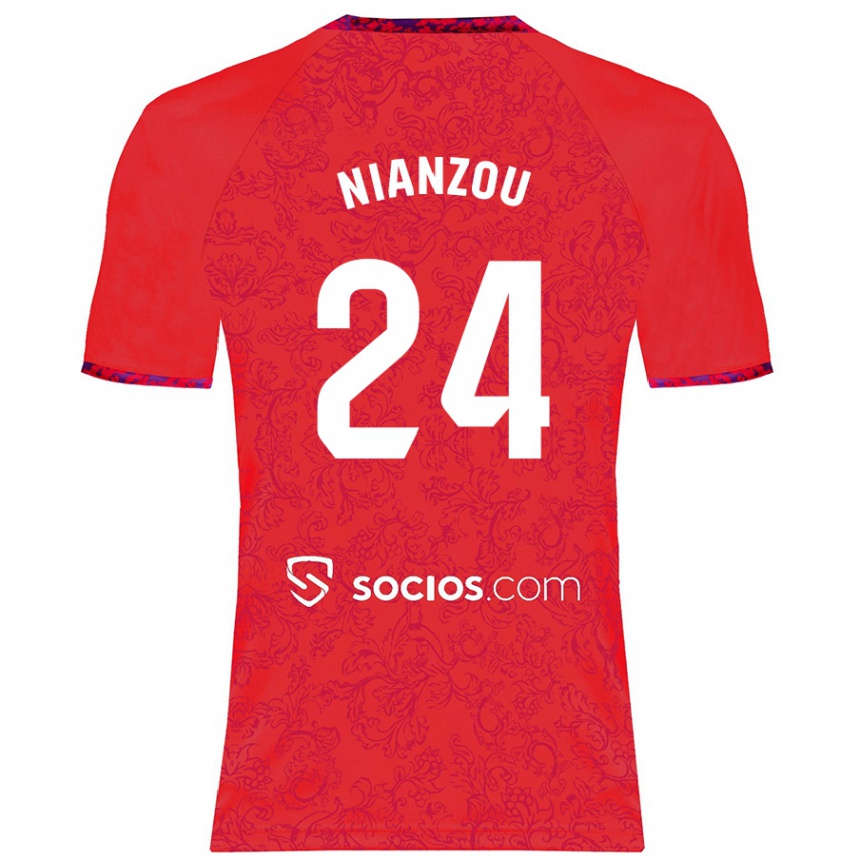 Niño Fútbol Camiseta Tanguy Nianzou #24 Rojo 2ª Equipación 2024/25 Perú