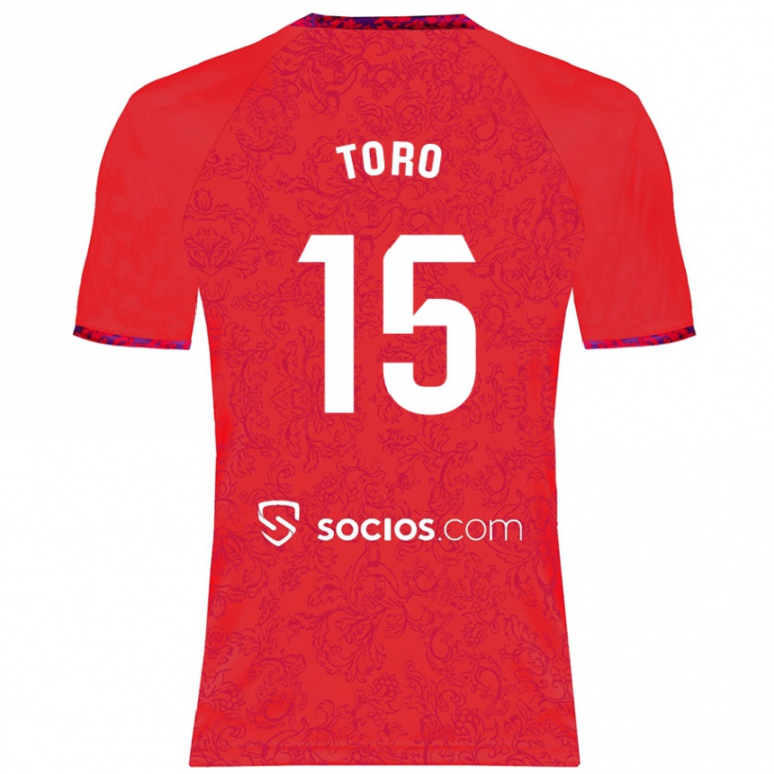 Niño Fútbol Camiseta Juanan Toro #15 Rojo 2ª Equipación 2024/25 Perú