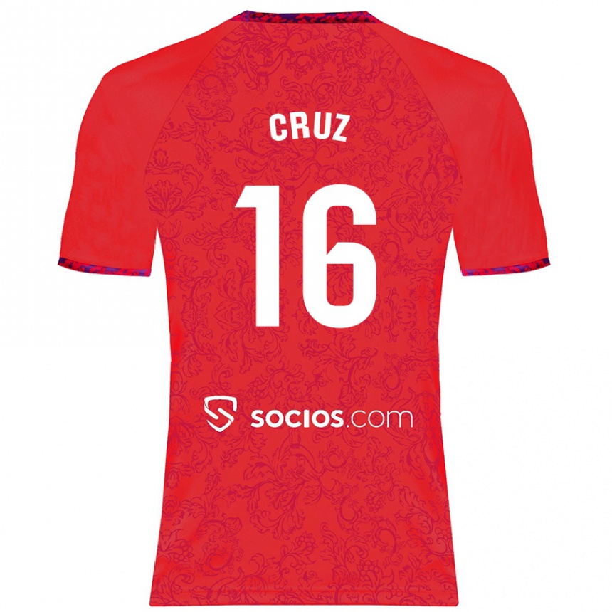 Niño Fútbol Camiseta Jesús Cruz #16 Rojo 2ª Equipación 2024/25 Perú