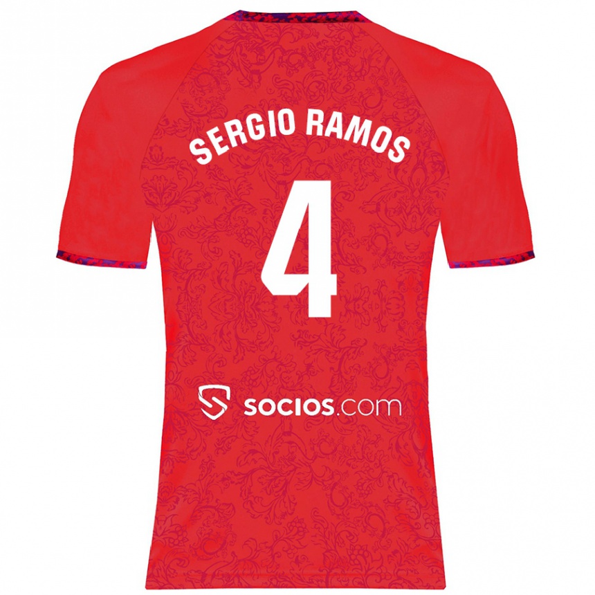 Niño Fútbol Camiseta Sergio Ramos #4 Rojo 2ª Equipación 2024/25 Perú