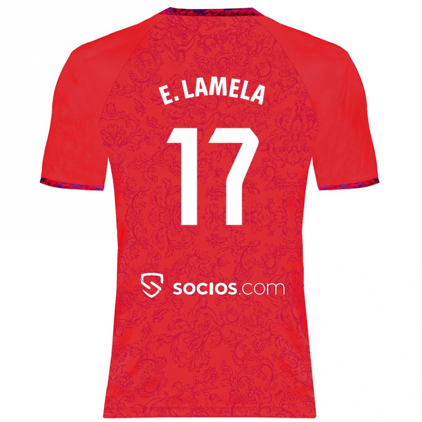 Niño Fútbol Camiseta Erik Lamela #17 Rojo 2ª Equipación 2024/25 Perú