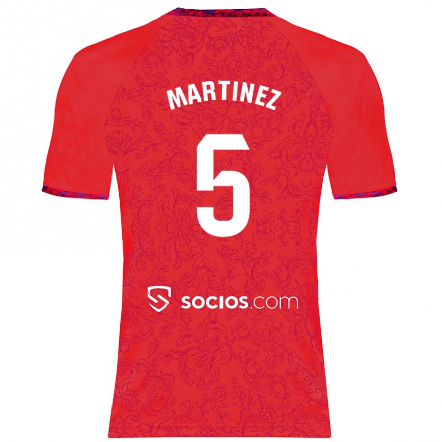 Niño Fútbol Camiseta Sergio Martínez #5 Rojo 2ª Equipación 2024/25 Perú