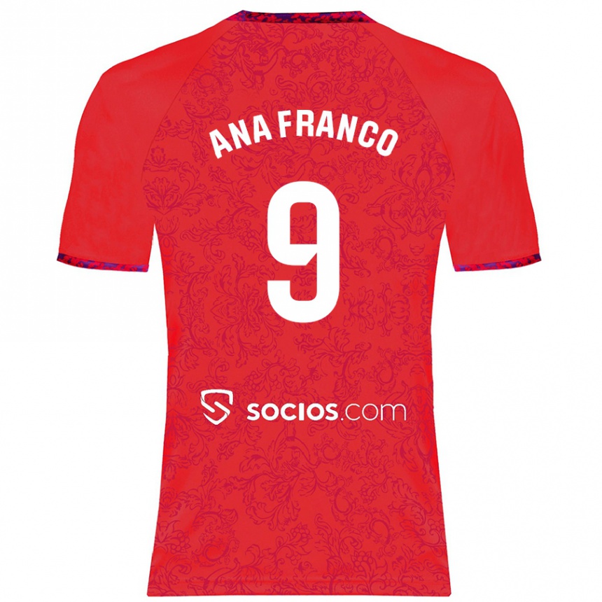 Niño Fútbol Camiseta Ana Franco De La Vega #9 Rojo 2ª Equipación 2024/25 Perú