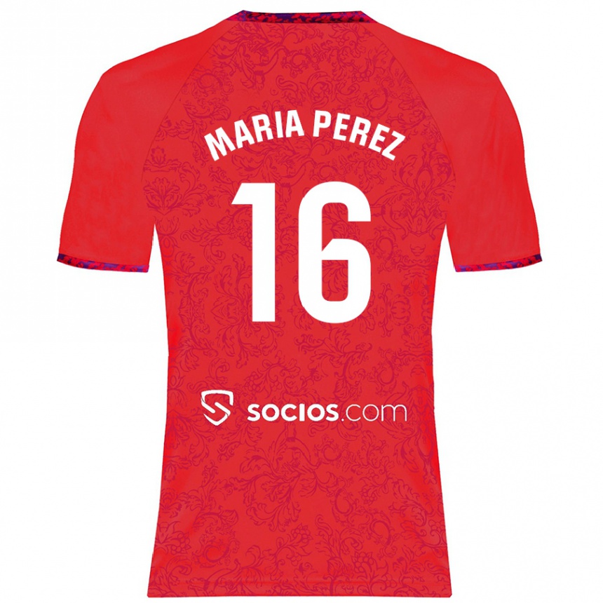 Niño Fútbol Camiseta María Pérez Rabaza #16 Rojo 2ª Equipación 2024/25 Perú