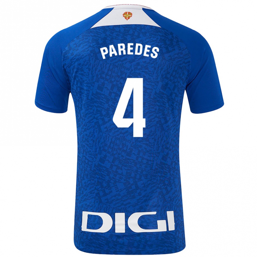 Niño Fútbol Camiseta Aitor Paredes #4 Azul Real 2ª Equipación 2024/25 Perú