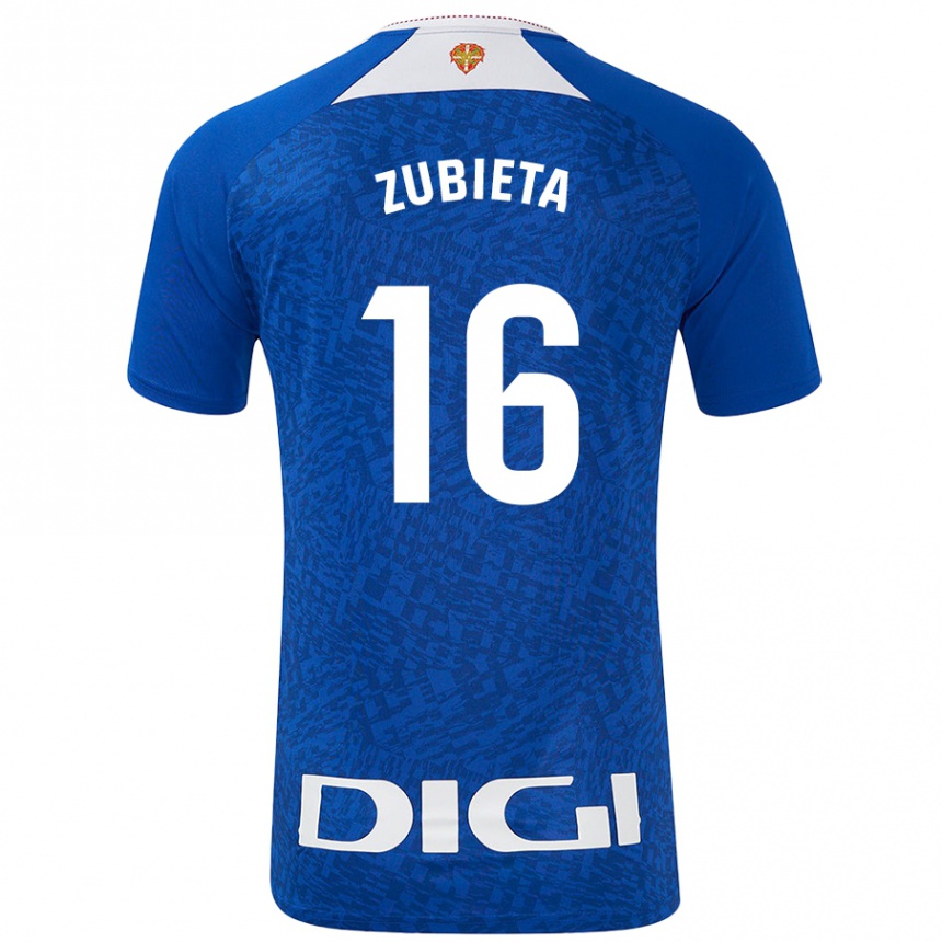 Niño Fútbol Camiseta Maite Zubieta Arambarri #16 Azul Real 2ª Equipación 2024/25 Perú