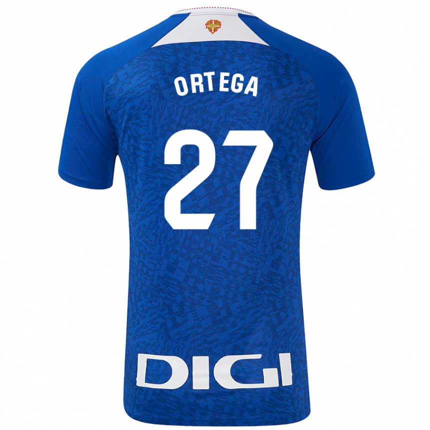 Niño Fútbol Camiseta Sara Ortega #27 Azul Real 2ª Equipación 2024/25 Perú