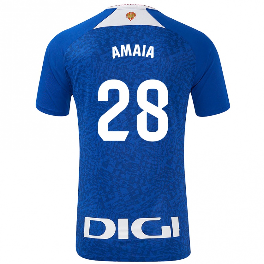 Niño Fútbol Camiseta Amaia Martinez De La Peña #28 Azul Real 2ª Equipación 2024/25 Perú